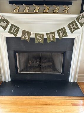 Easter Moss Green Banner with Gold Lettering and Rope